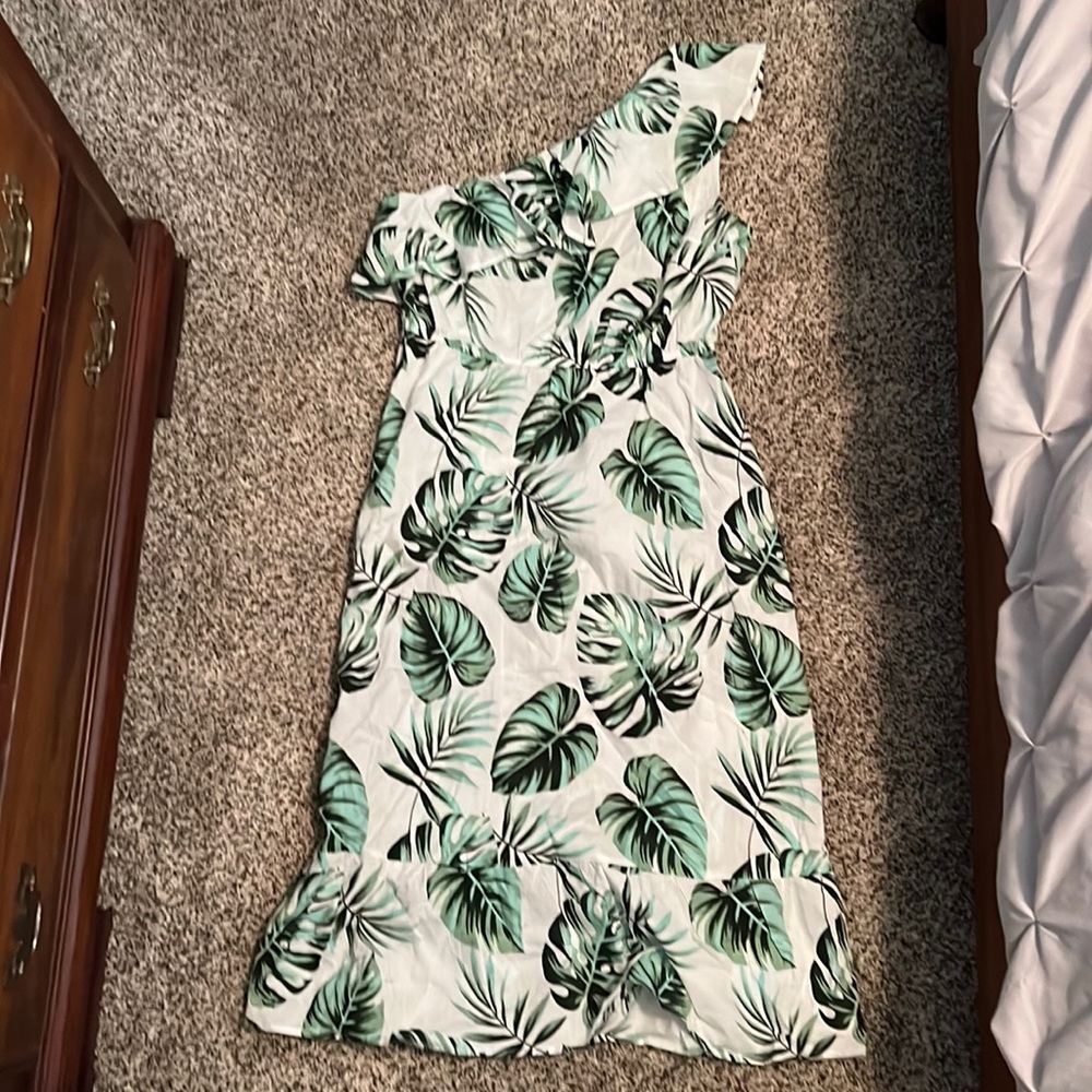 BRAND NEW Cupshe Women's Floral Print One Shoulder Ruffle Ankle Length Dress